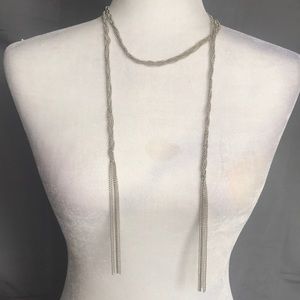 Silver Tone Braided Necklace/Belt